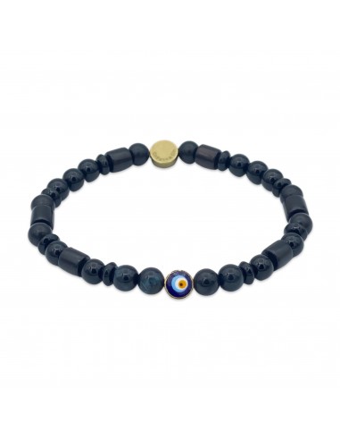 Evil Eye Gem and Wood Stretch Bracelet de France