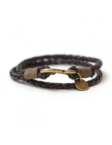 Braided Leather Double Wrap Bracelet Fin de série