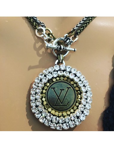 1” Louis V Button Bling Necklace - Wear Long or Short Les magasins à Paris