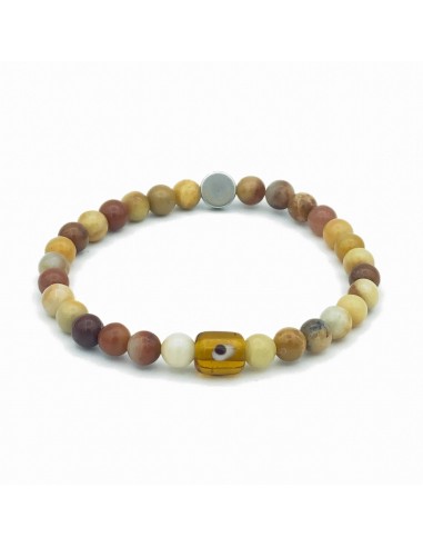 Evil Eye Glass And Gemstone Stretch Bracelet Voir les baskets