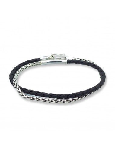 Braided Silver and Leather Double Wrap Profitez des Offres !